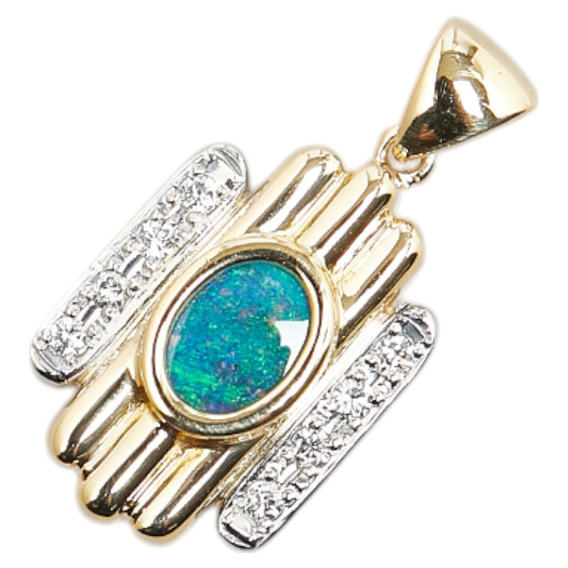 K18YG Yellow Gold Pt900 Platinum Opal Pendant