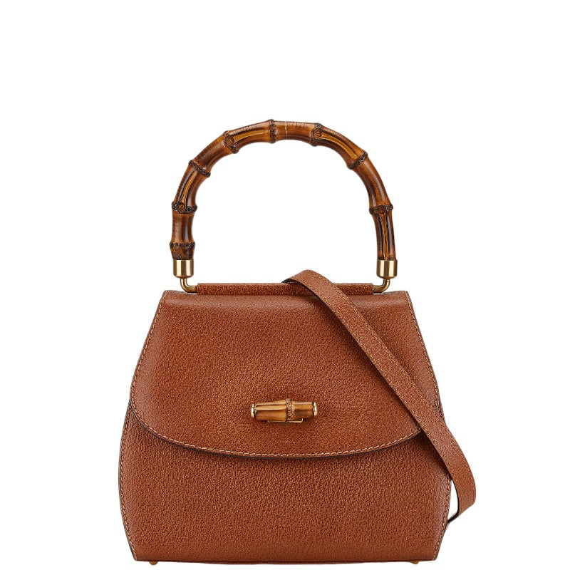 Gucci Bamboo Leather Handbag 2WAY Brown