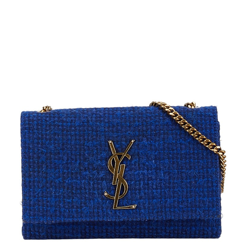 Yves Saint Laurent Tweed YSL Logo Chain Shoulder Bag