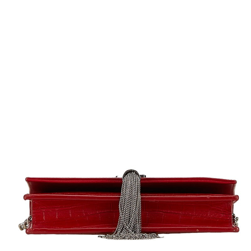 YSL Kate Croc Embossed Leather Shoulder Bag