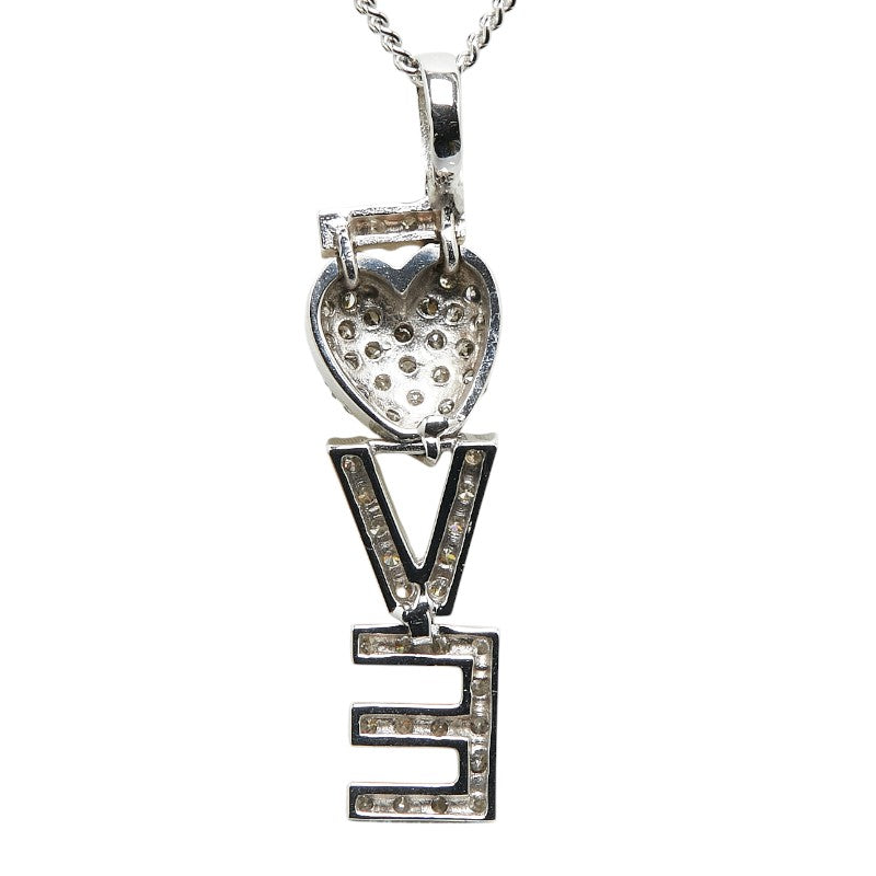 K18WG White Gold Diamond LOVE Necklace