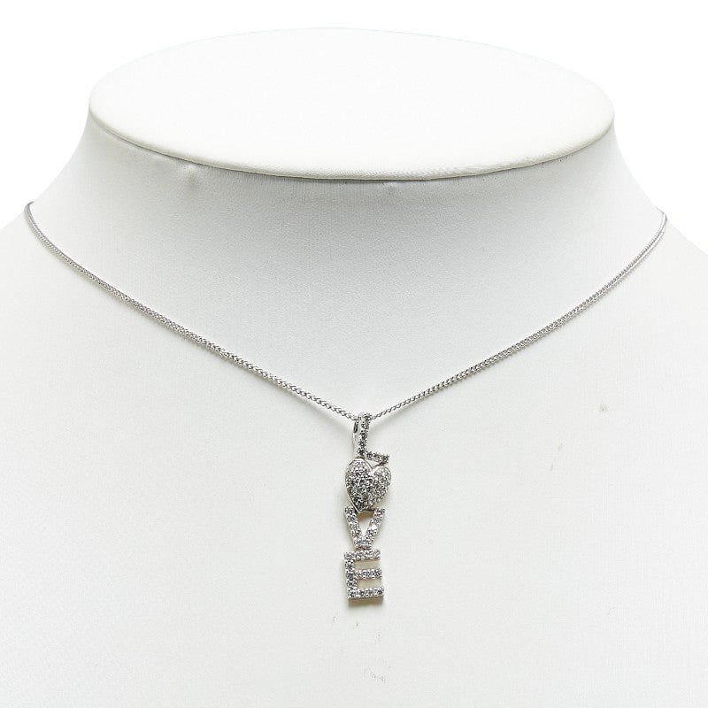 K18WG White Gold Diamond LOVE Necklace