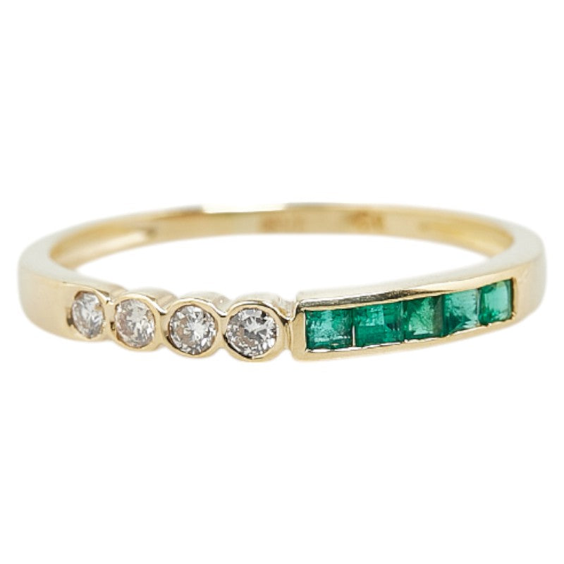 K18YG Yellow Gold Emerald Diamond Ring