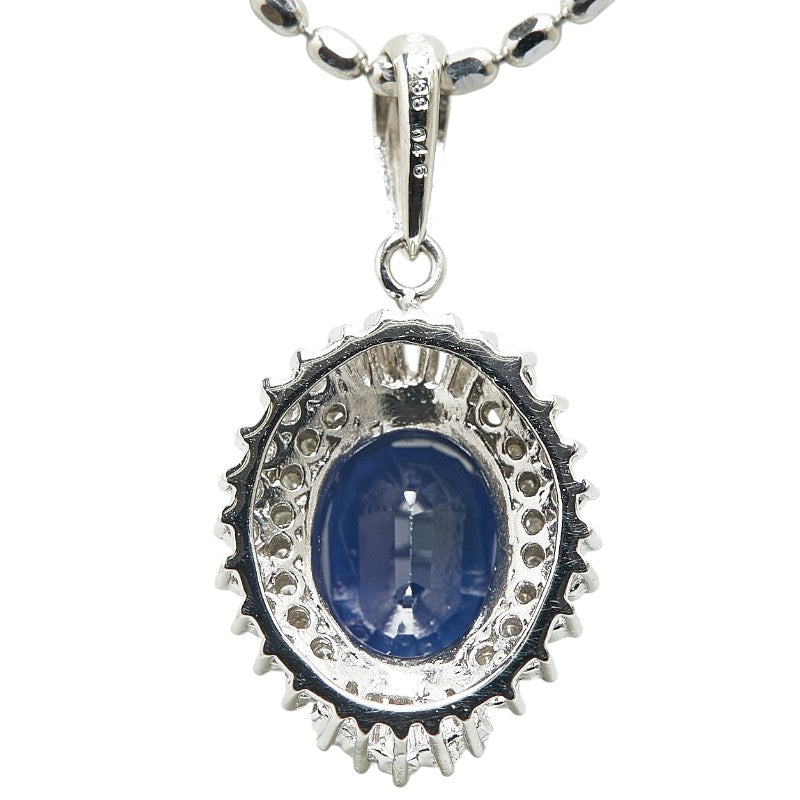 Pt900 Platinum Sapphire 2.38ct Diamond 0.46 Pendant Necklace