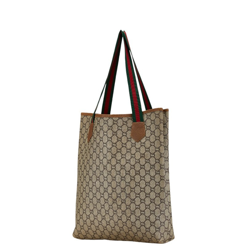 Gucci GG Plus Sherry Line Tote Bag Beige PVC Leather