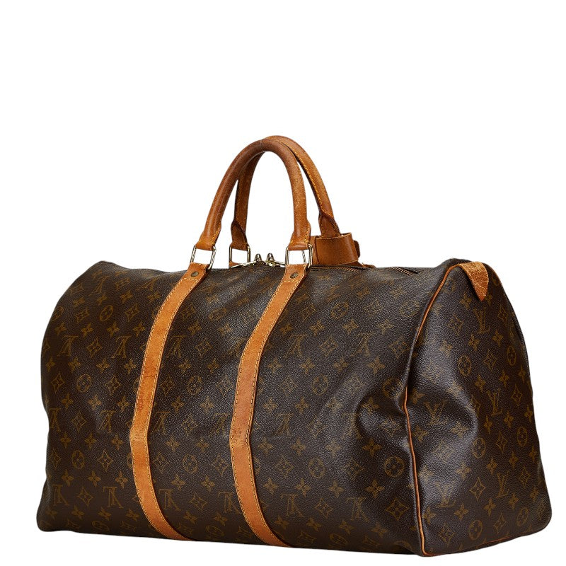 Louis Vuitton Monogram Keepall 50 Travel Bag Brown