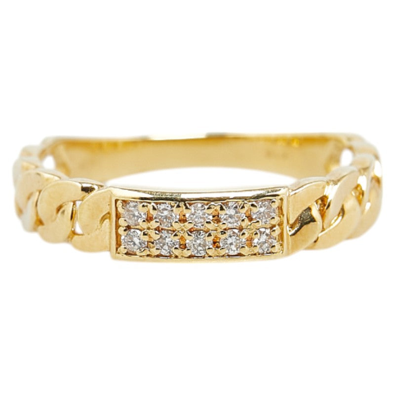 K18YG Yellow Gold Diamond Chain Motif Ring