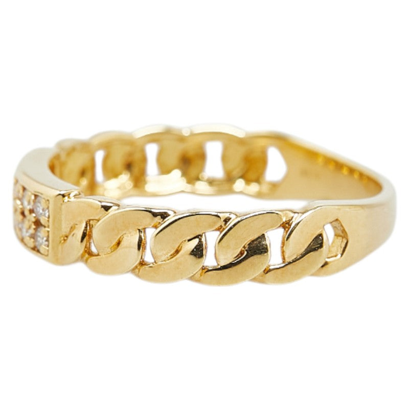 K18YG Yellow Gold Diamond Chain Motif Ring