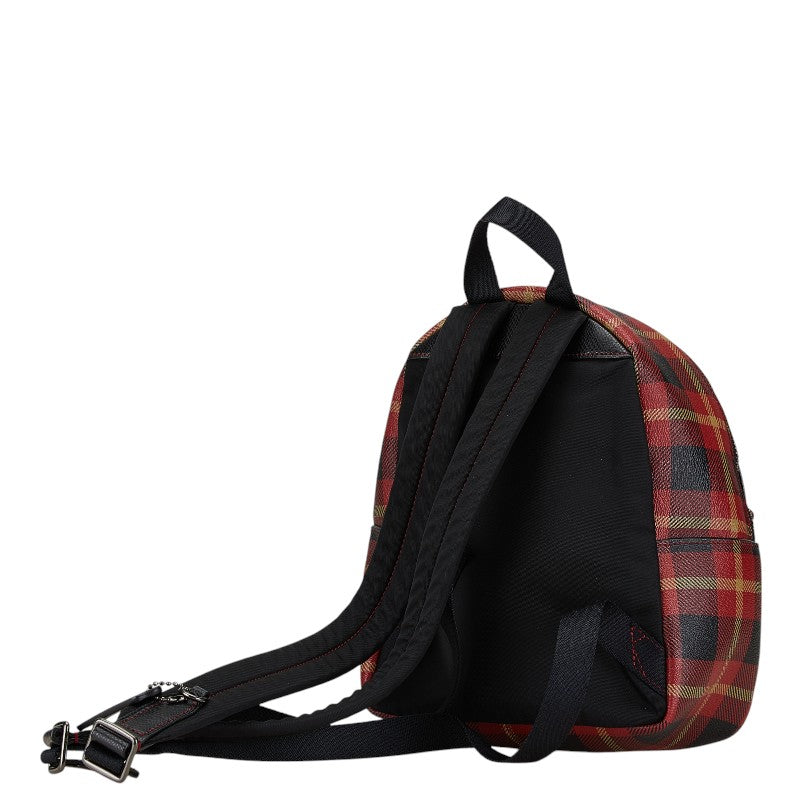 Coach Check Backpack F55448 Red Black PVC Leather