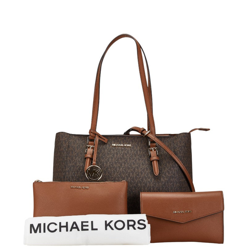 Michael Kors Signature 2WAY Handbag Brown PVC Leather