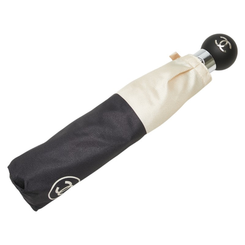 Chanel Nylon Folding Umbrella Beige Black