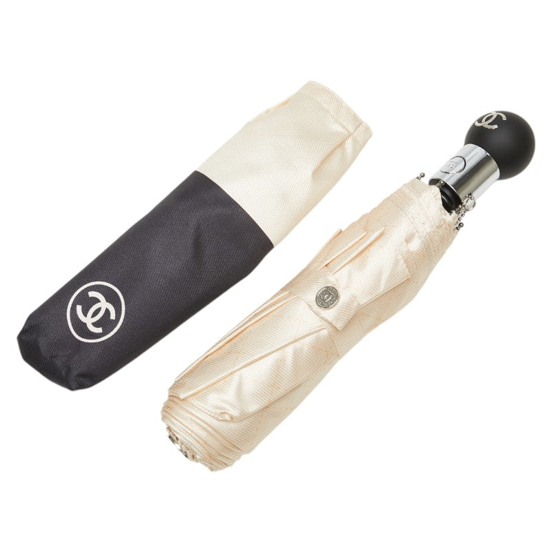 Chanel Nylon Folding Umbrella Beige Black