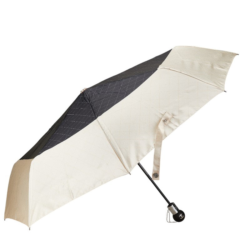 Chanel Nylon Folding Umbrella Beige Black