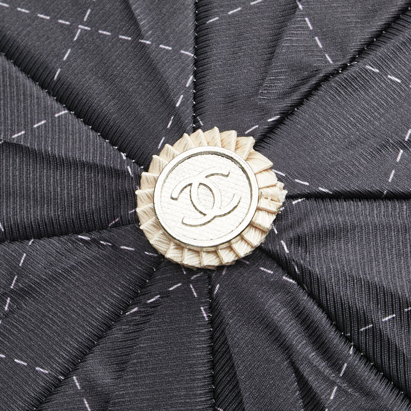 Chanel Nylon Folding Umbrella Beige Black