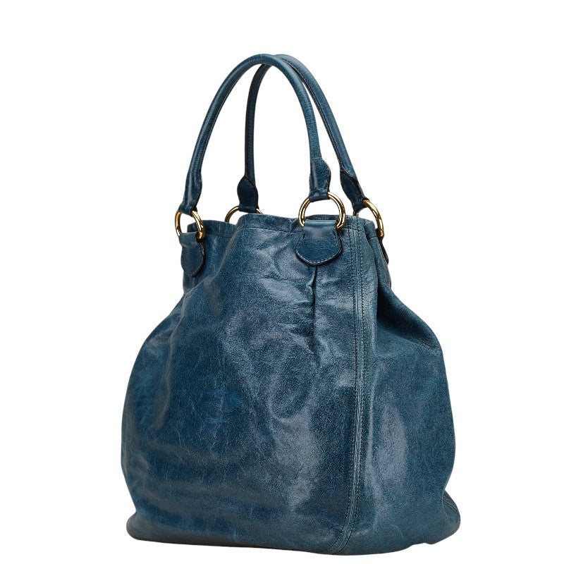 Miu Miu Leather Tote Handbag Blue