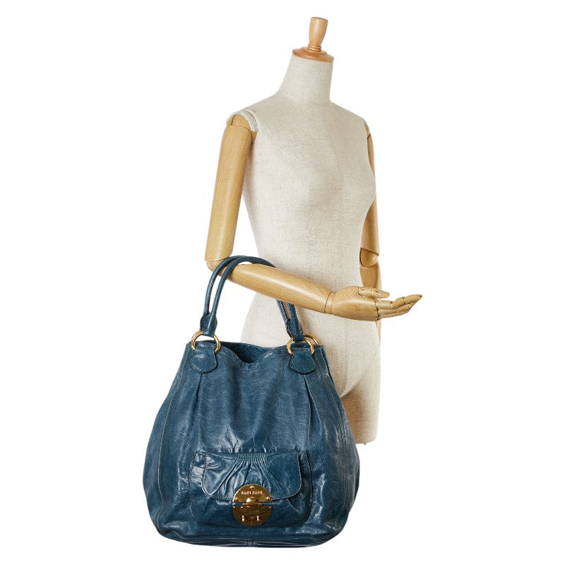 Miu Miu Leather Tote Handbag Blue