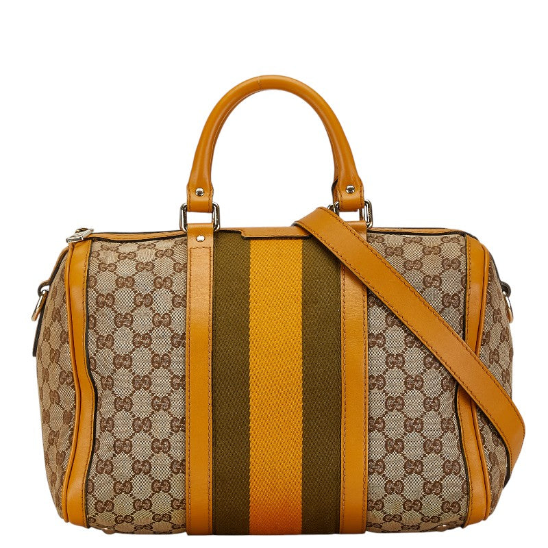 Gucci GG Canvas Boston Bag 2WAY Beige Yellow