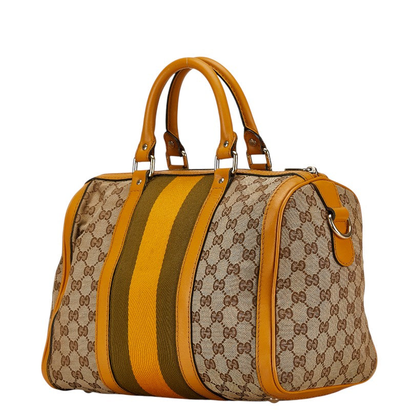 Gucci GG Canvas Boston Bag 2WAY Beige Yellow