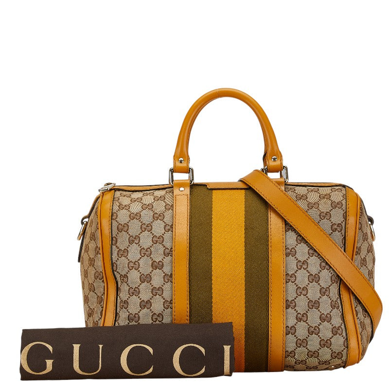 Gucci GG Canvas Boston Bag 2WAY Beige Yellow