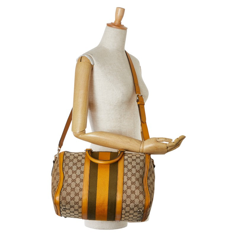 Gucci GG Canvas Boston Bag 2WAY Beige Yellow