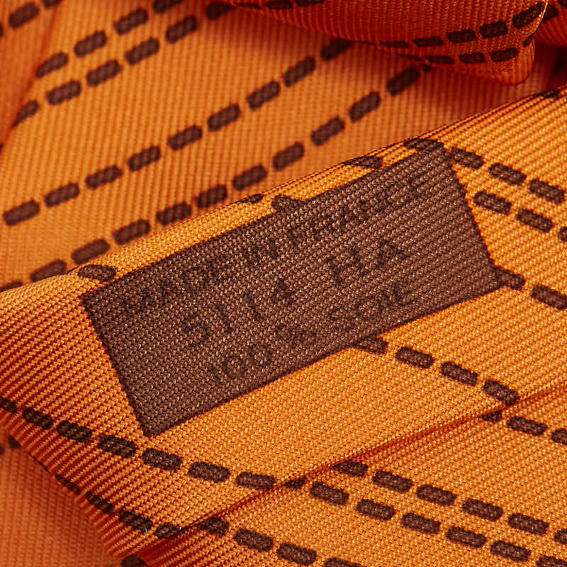 Hermes Silk Stitch Tie Orange Brown