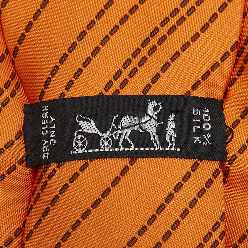 Hermes Silk Stitch Tie Orange Brown