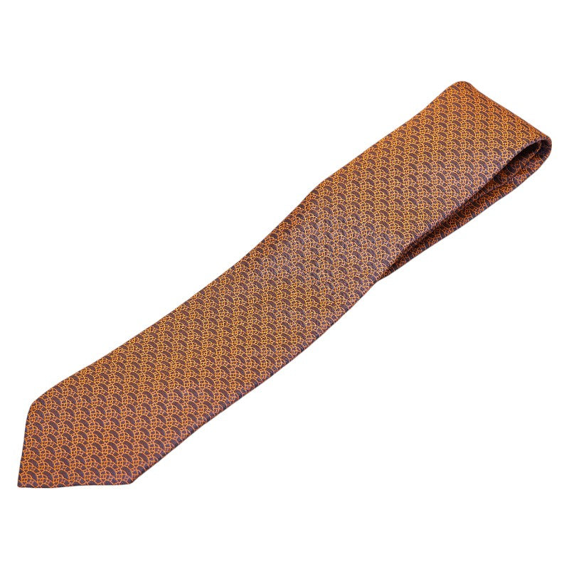 Hermes Silk Tie Black Orange