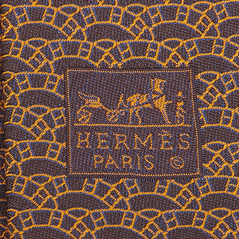 Hermes Silk Tie Black Orange