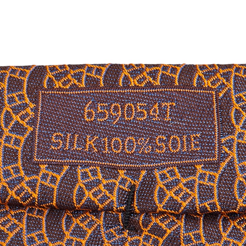 Hermes Silk Tie Black Orange