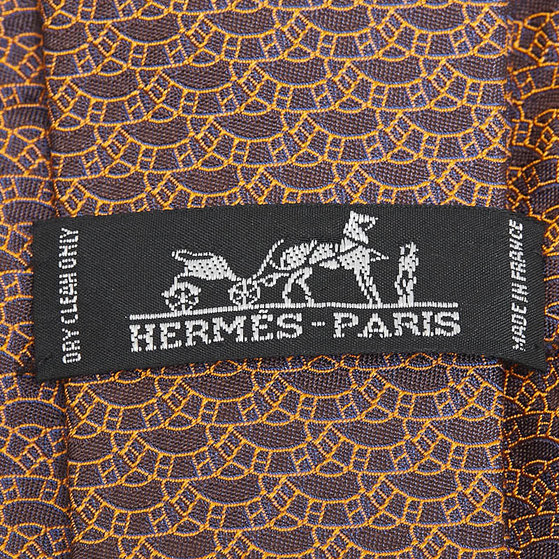 Hermes Silk Tie Black Orange