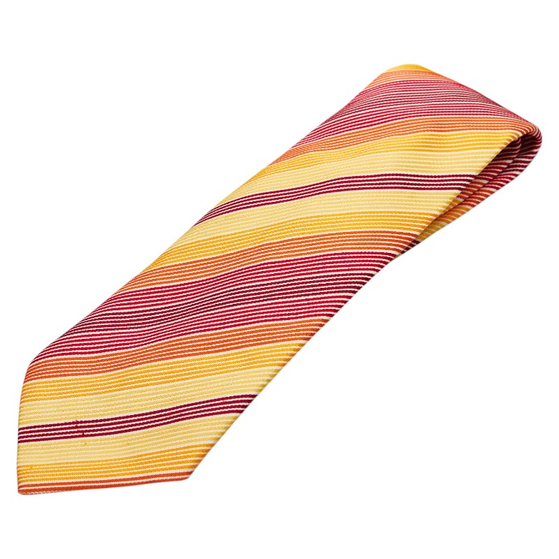 Hermes Silk Tie Red Orange Multicolor