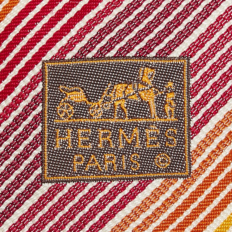 Hermes Silk Tie Red Orange Multicolor