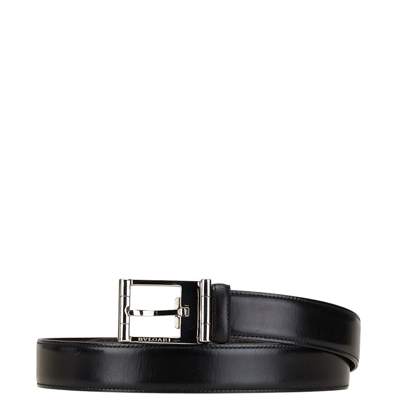 Bvlgari Leather Belt Black Brown Silver