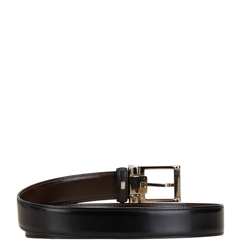 Bvlgari Leather Belt Black Brown Silver