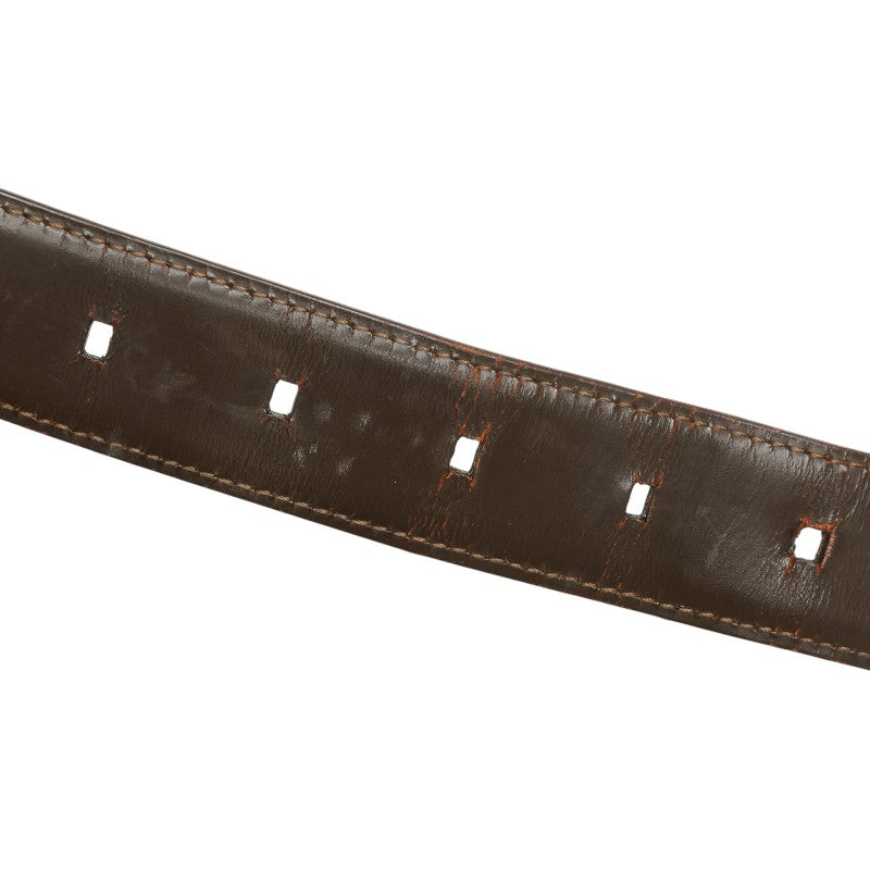 Bvlgari Leather Belt Black Brown Silver