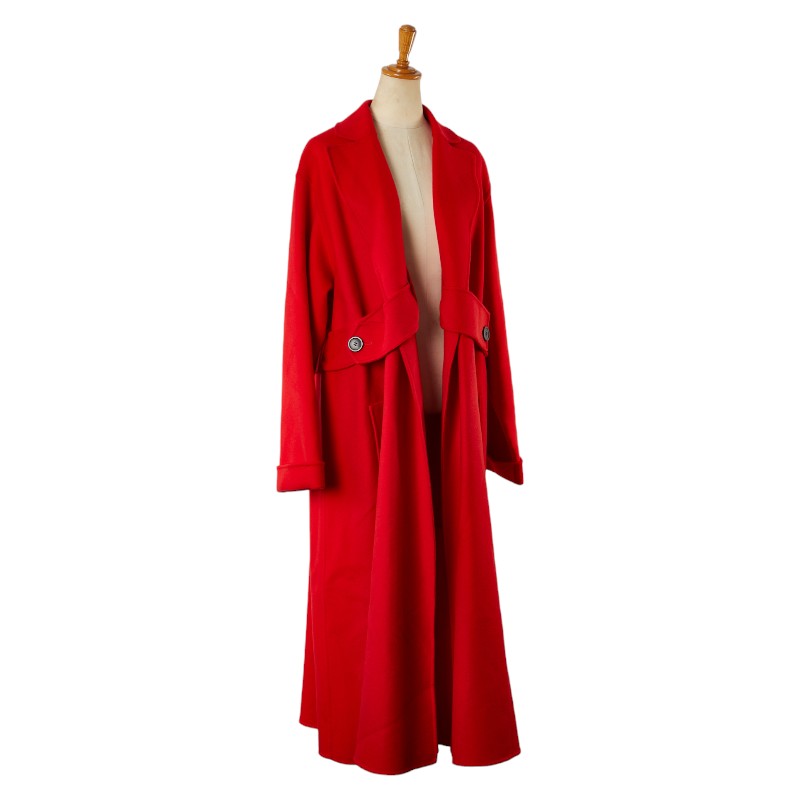 Dior Cashmere Side Slit Belt Coat Red