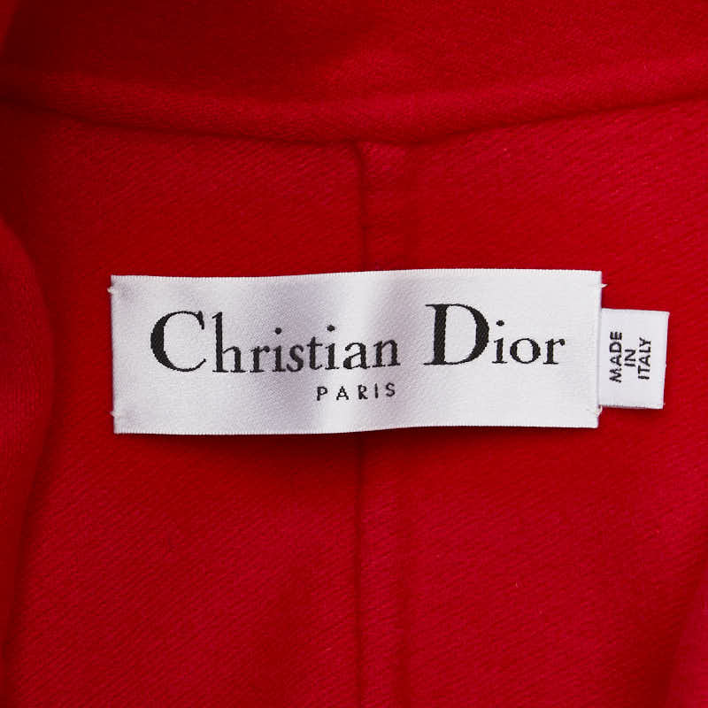 Dior Cashmere Side Slit Belt Coat Red