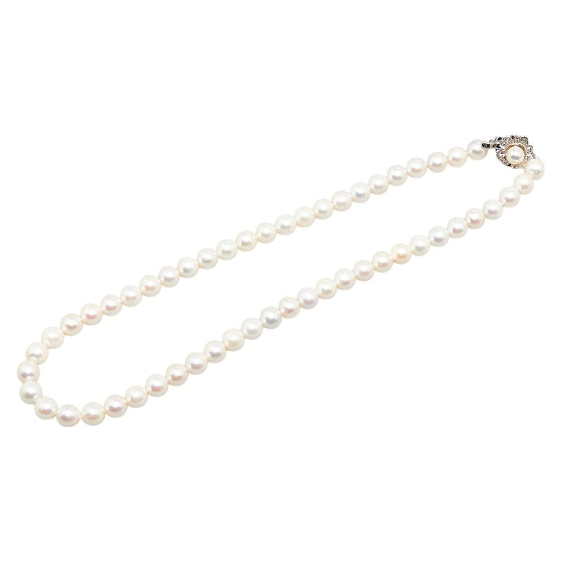 SV925 Silver Akoya Pearl Flower Necklace