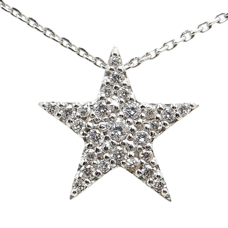 K18WG White Gold Diamond Star Necklace