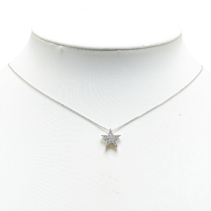 K18WG White Gold Diamond Star Necklace