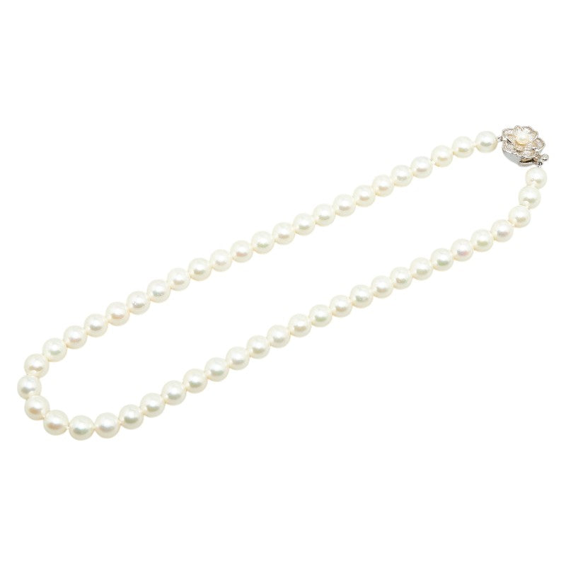 SV925 Silver Akoya Pearl Flower Necklace