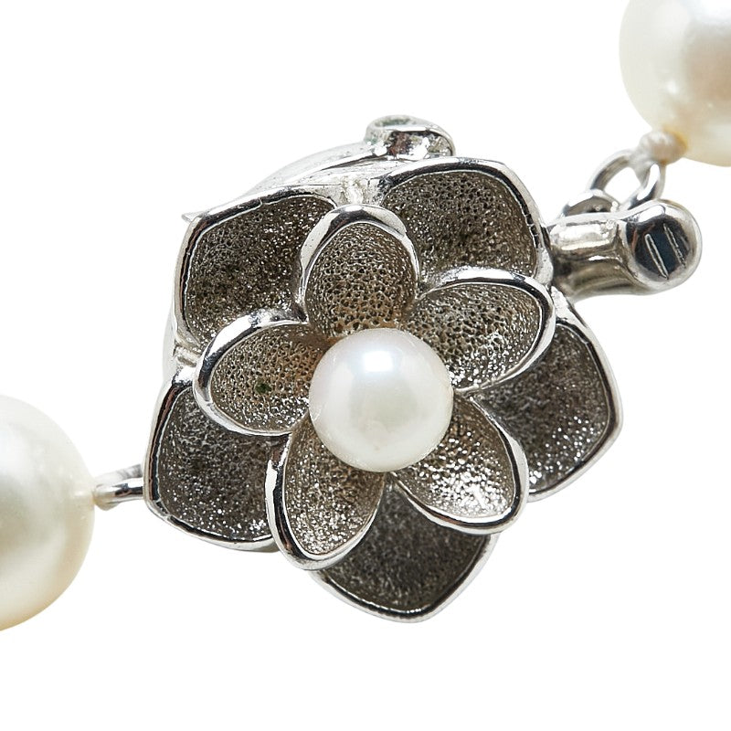 SV925 Silver Akoya Pearl Flower Necklace