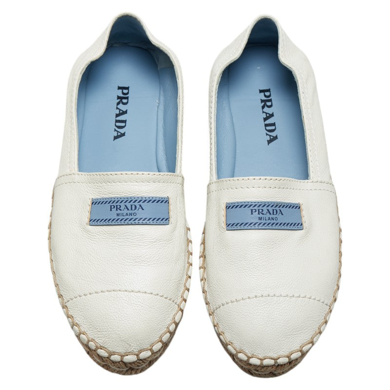 Prada Leather Canvas Flat Shoes