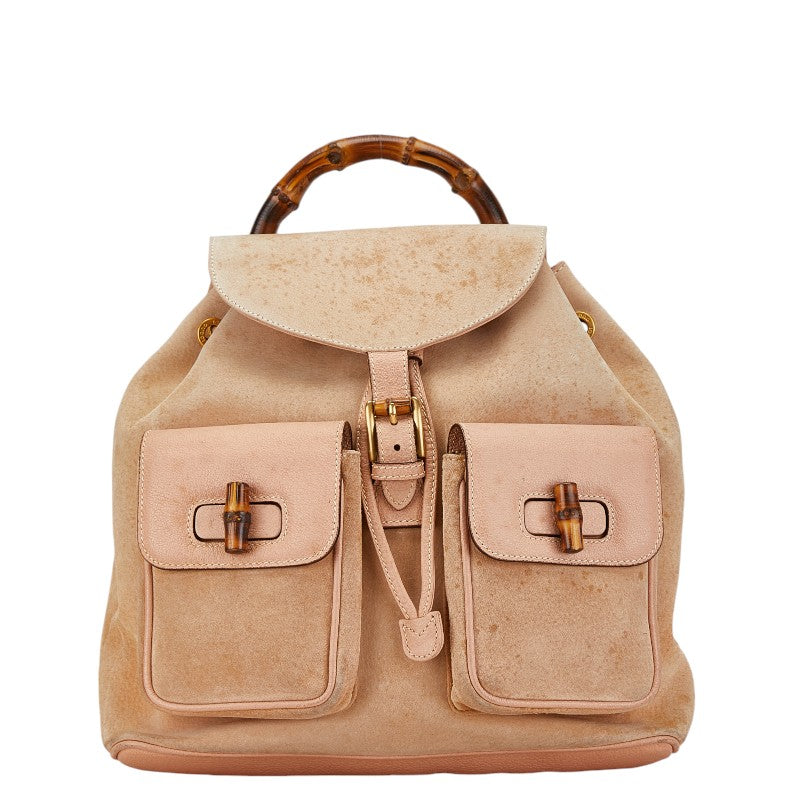 Gucci Bamboo Suede Leather Backpack 003580016