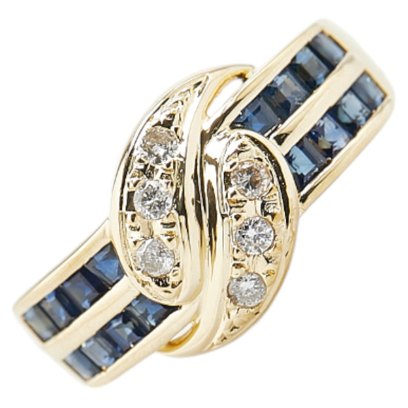 K18YG Yellow Gold Sapphire Diamond Ring