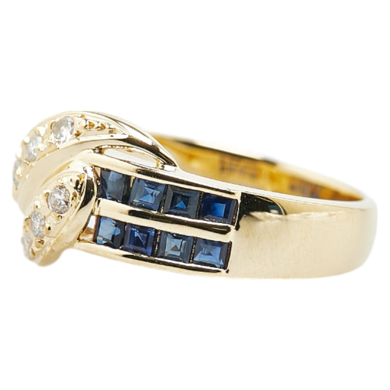 K18YG Yellow Gold Sapphire Diamond Ring