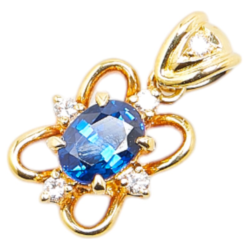 Tasaki Yellow Gold Sapphire Diamond Pendant