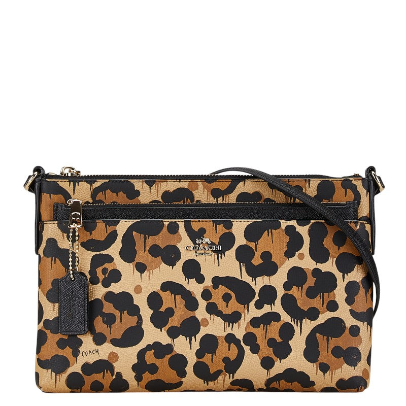 Coach Leopard Shoulder Bag 36326 PVC Leather