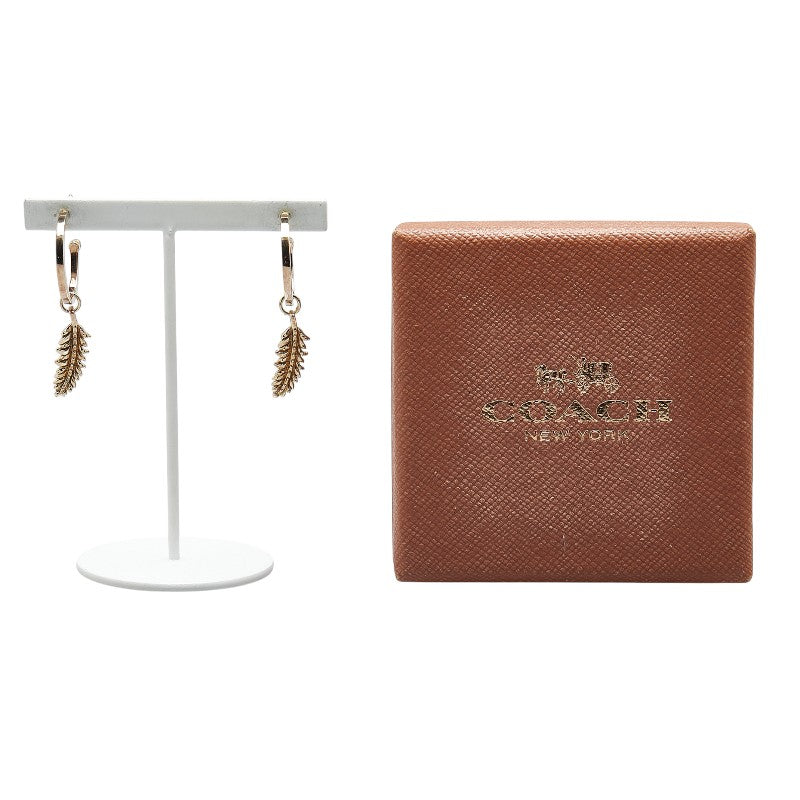 Coach Feather Motif Gold Plated Earrings