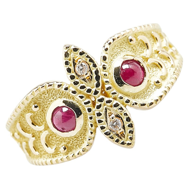 K18YG Yellow Gold Ruby Owl Motif Ring